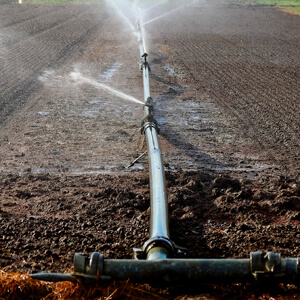 sistema de irrigação automatizado em funcionamento